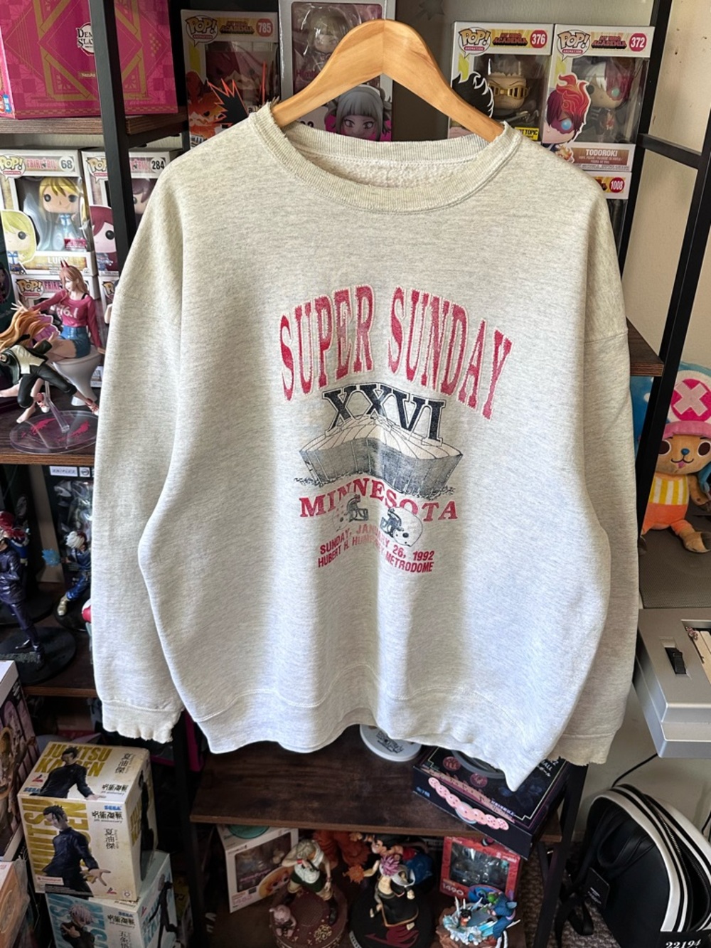 Vintage Super Bowl XXVI 1992 Sweatshirt Grey XL Minnesota NFL